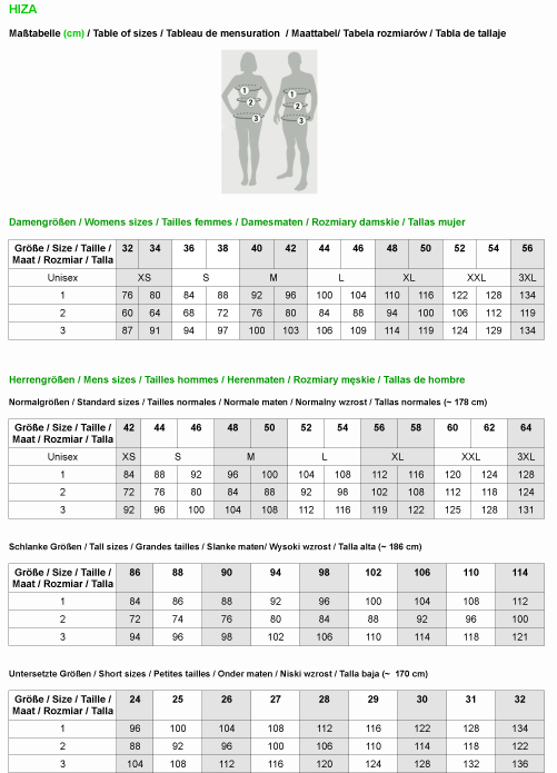 größentabelle HIZA