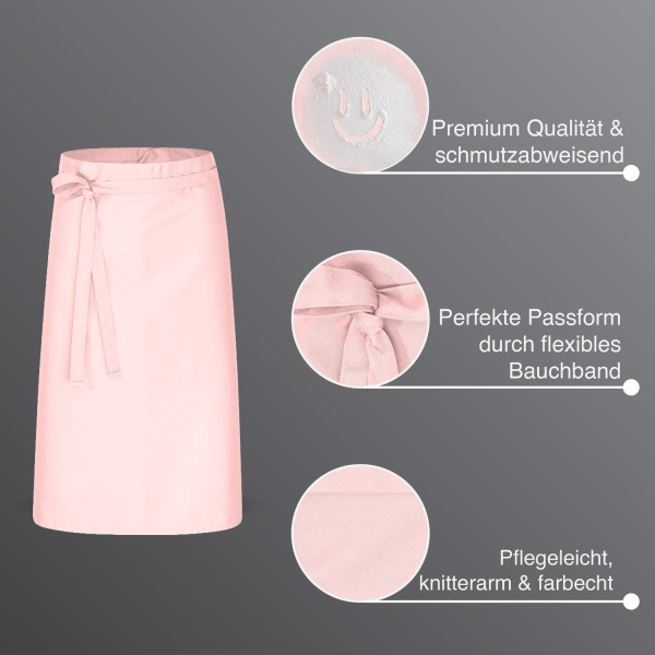 5er Pack Bistroschürze Vorbinder 80 x 100 cm rosa 35% Baumwolle / 65% Polyester