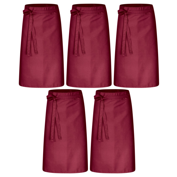 5er Pack Bistroschürze Vorbinder 80 x 100 cm bordeaux 35% Baumwolle / 65% Polyester