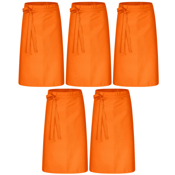 5er Pack Bistroschürze Vorbinder 80 x 100 cm orange 35% Baumwolle / 65% Polyester