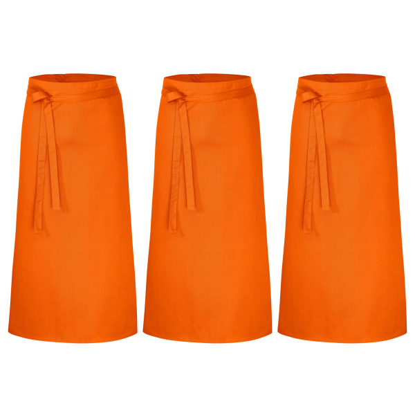 3er Pack Bistroschürzen Vorbinder 100 x 100 cm orange 35% Baumwolle / 65% Polyester