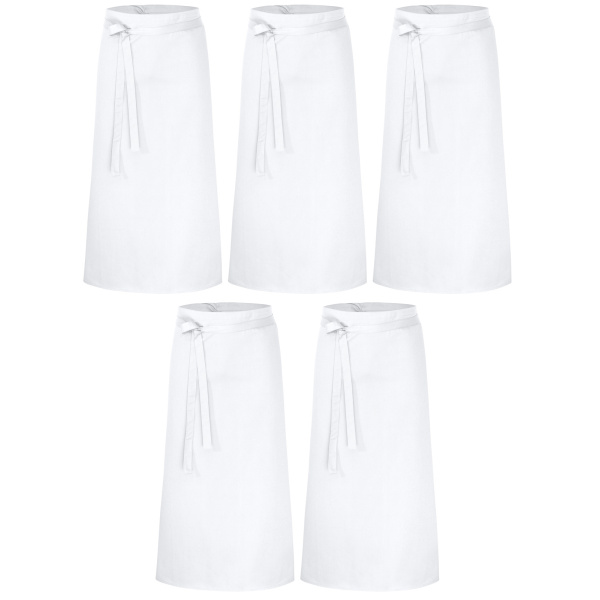 5er Pack Bistroschürzen Vorbinder 100 x 100 cm weiß 35% Baumwolle / 65% Polyester