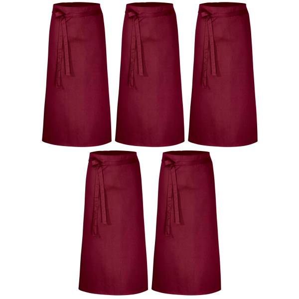 5er Pack Bistroschürzen Vorbinder 100 x 100 cm bordeaux 35% Baumwolle / 65% Polyester