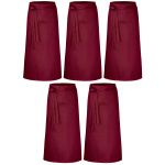 5er Pack Bistroschürzen Vorbinder 100 x 100 cm bordeaux 35% Baumwolle / 65% Polyester