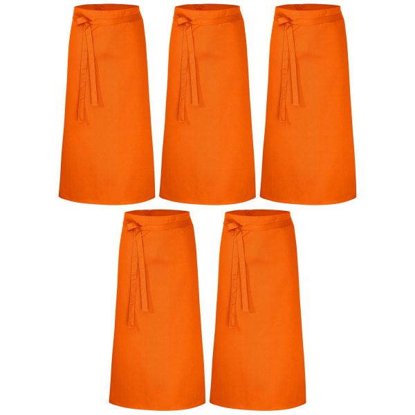 5er Pack Bistroschürzen Vorbinder 100 x 100 cm orange 35% Baumwolle / 65% Polyester
