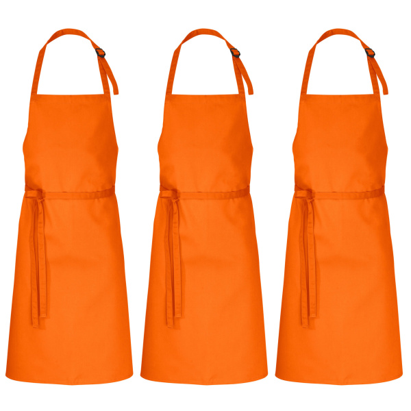 3er Pack Latzschürzen 100 x 80 cm orange 35% Baumwolle / 65% Polyester