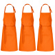 3er Pack Latzschürzen 100 x 80 cm orange 35% Baumwolle / 65% Polyester