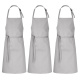 3er Pack Latzschürzen 100 x 80 cm grau 35% Baumwolle / 65% Polyester