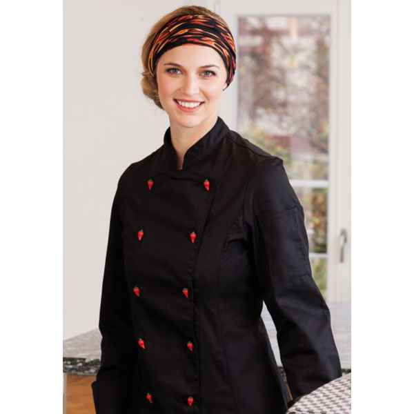 Damenkochjacke Bäcker/Kochjacke Modell 214 langarm schwarz Gr. M