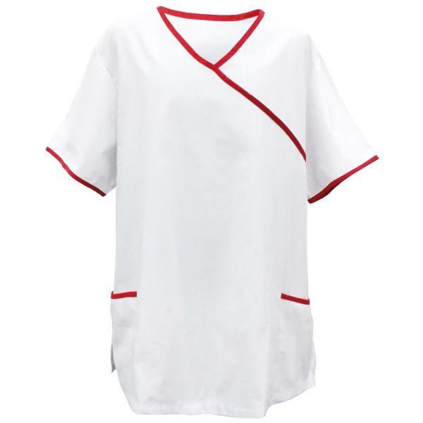 Kasack Modell 281 weiß Paspel rot Gr.5XL