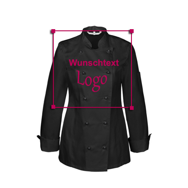 GREIFF Damen-Kochjacke  Modell 5407 schwarz Gr. S mit Stickerei