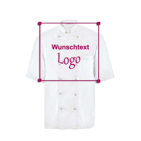 GREIFF Herren-Kochjacke Halbarm Modell 5567 weiss Gr. S mit Stickerei