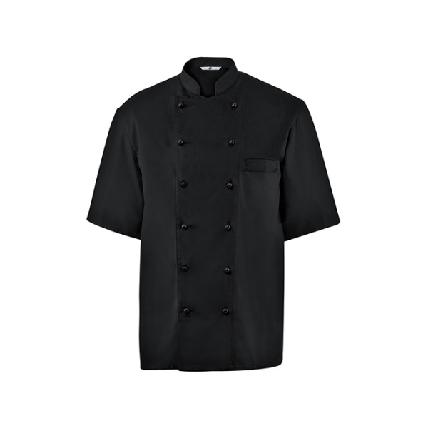 GREIFF Herren-Kochjacke Halbarm Modell 5567 schwarz Gr. XL mit Stickerei