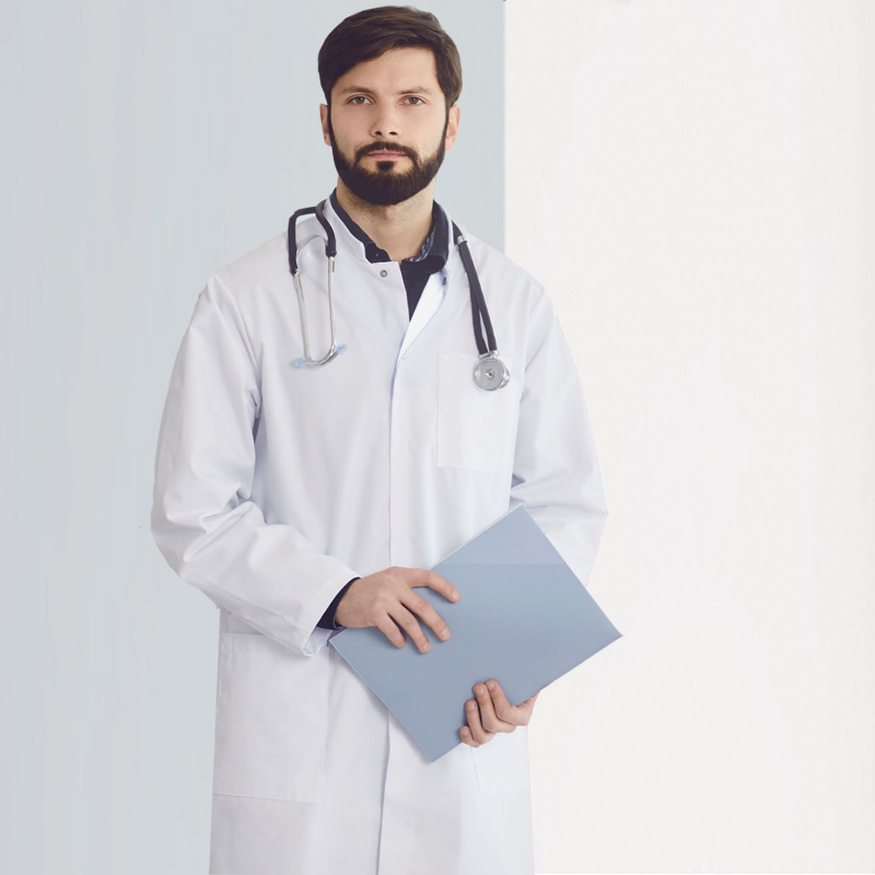 Labormantel Herren 100% Baumwolle in Weiß, knitterarm ✓, 25,99 €