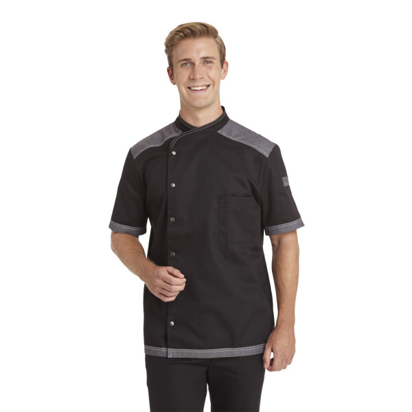 Kochjacke 1/2 Arm Modell 12/2561 schw/jeans/grau Gr. 44