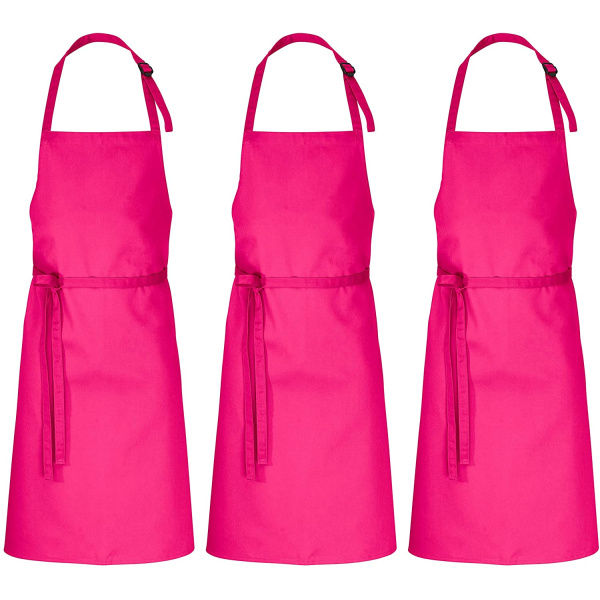 3er Set Latzschürzen 100 x 80 cm fuchsia 35% Baumwolle / 65% Polyester