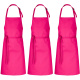 3er Set Latzschürzen 100 x 80 cm fuchsia 35% Baumwolle / 65% Polyester