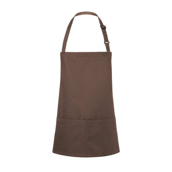 Kurze Latzschürze Basic mit Schnalle und Tasche Modell BLS6 75 x 60 cm hellbraun