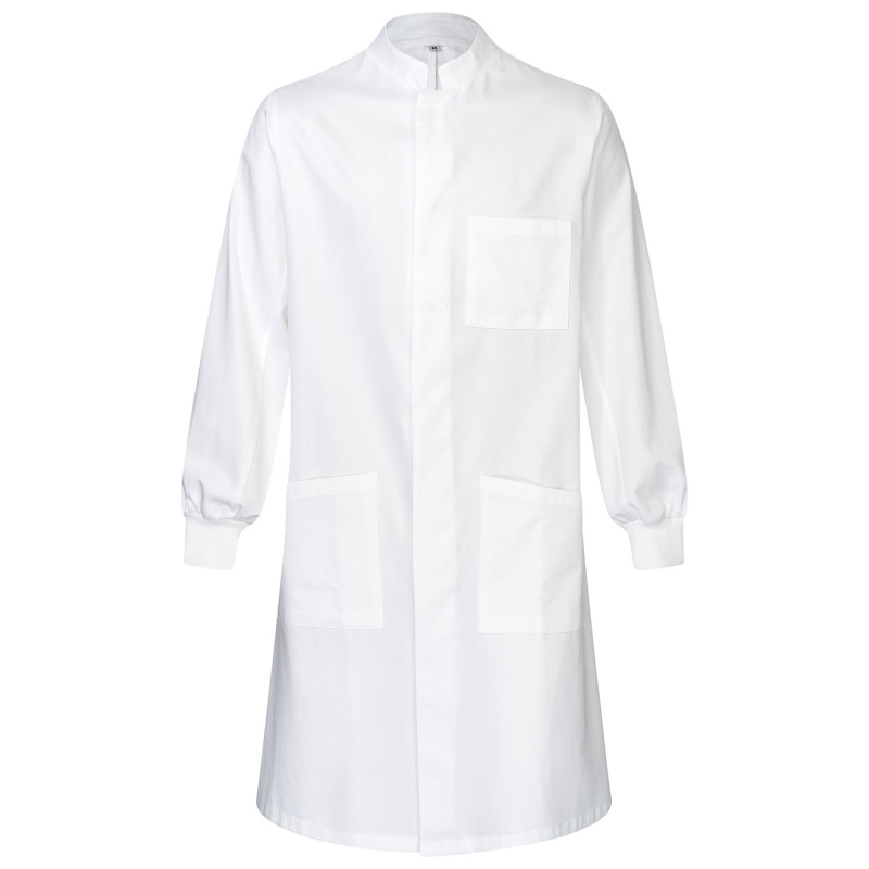 Herren Laborkittel mit Ärmelbündchen 100% Baumwolle in Weiß ✓, 32