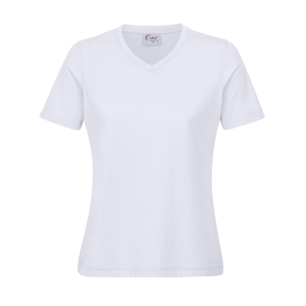 Damen Workwear T-Shirt V-Neck weiß 4XL