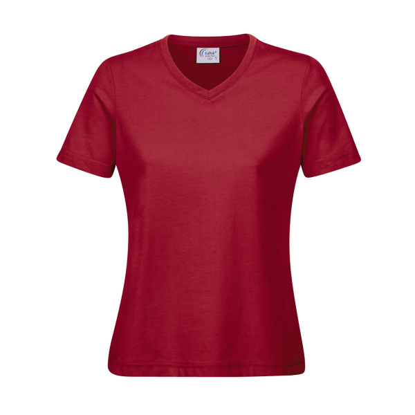 Damen Workwear T-Shirt V-Neck bordeaux 4XL