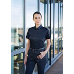 Kurzarm Damenbluse Stretch in Slim-Fit BF14 schwarz XL