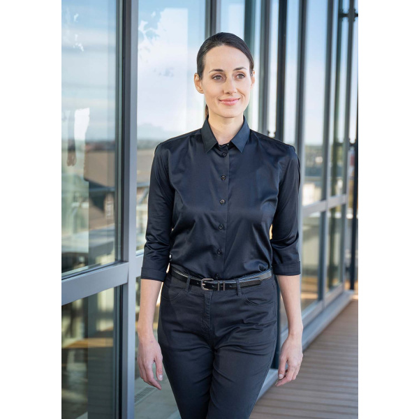 Damenbluse Stretch mit 3/4-Ärmeln in Modern-Fit BF18 schwarz L