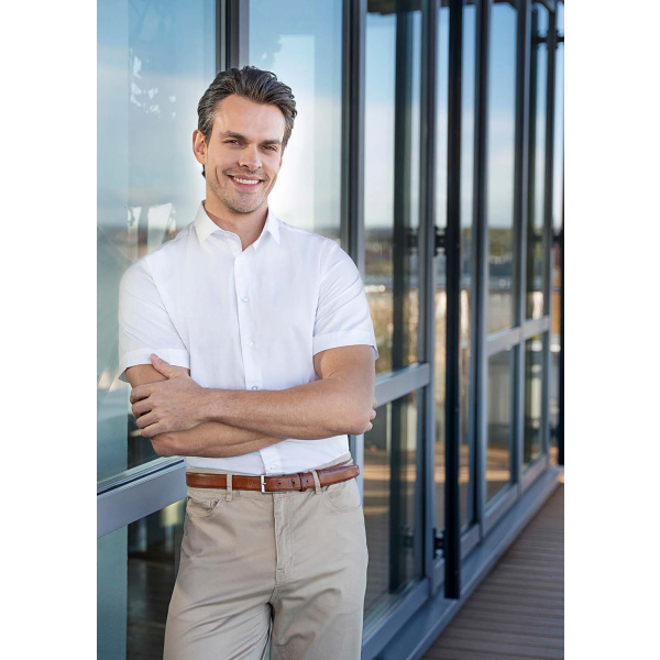 Kurzarm Herrenhemd Stretch in Slim-Fit BM14 weiß XL