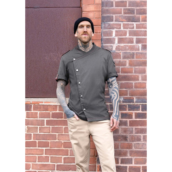 Kurzarm Kochjacke Denim-Style ROCK CHEF®-Stage2 RCJM19 vintage black 60