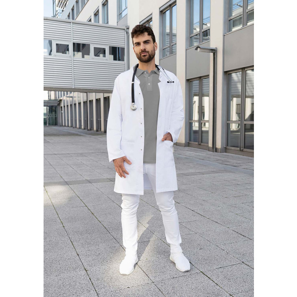 Herren Arzt- und Labormantel mit Stehkragen und verdeckter Knopfleiste MM6 weiß 62