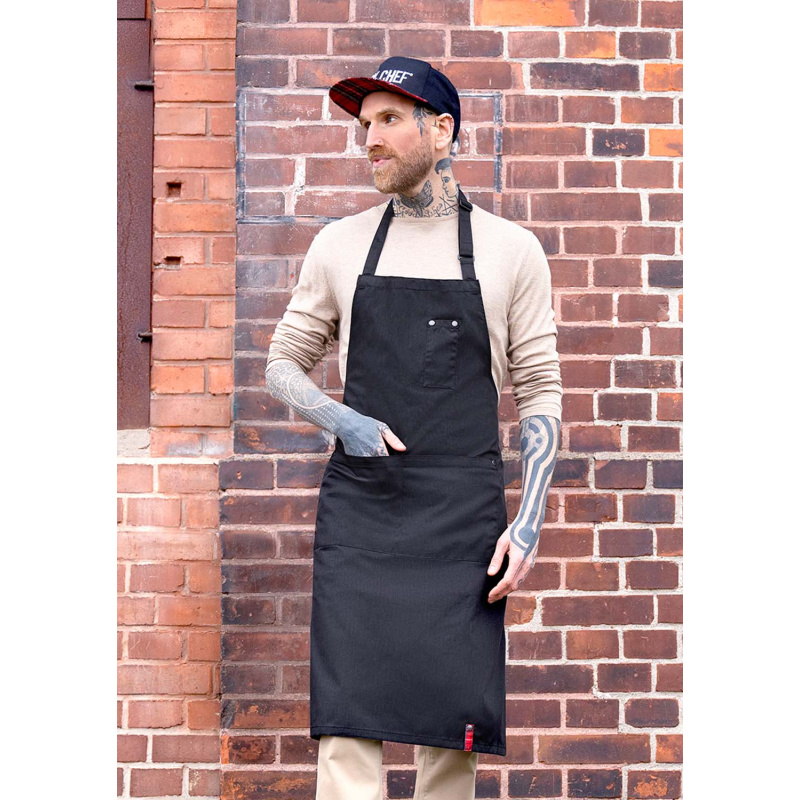 Schwarze Latzschürze mit Taschen Schwarze Latzschürze mit Taschen