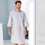 Patientenhemd Modell 782 weiß/blau