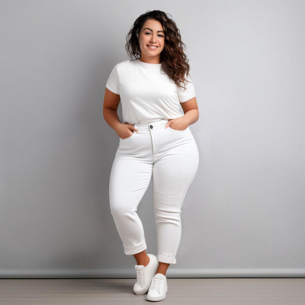 Damen Jeans "Curvy" Modell 608 weiß