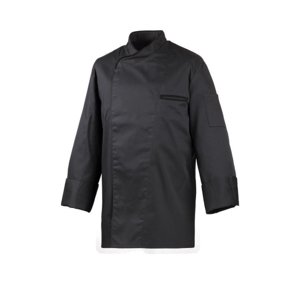 Kochjacke Modell 216 langarm mit Druckknöpfen schwarz Gr. L
