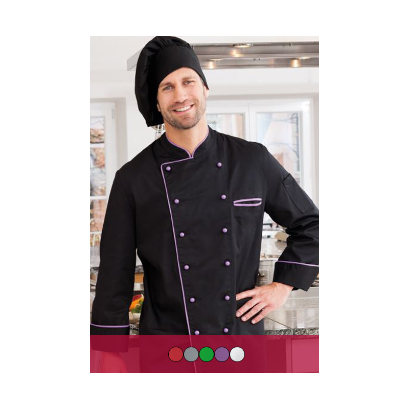 Herren Damen Kochjacke Langarm Drückknöpfe Bäckerjacke Arbeitsjacke Kochhemd 