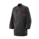 Kochjacke / Bäckerjacke Modell 207 langarm schwarz mit Paspel rot L