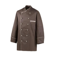 Kochjacke Modell 210, braun/sand Paspellierung